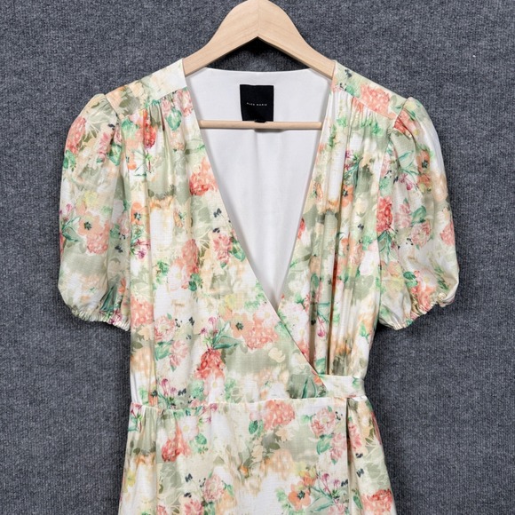 Alex Marie Size 10 Wrap Midi Dress White Feminine Garden Party Ruffled Floral - Picture 3 of 13